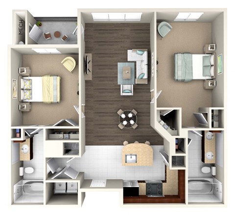 2BA Fenton Floor Plan at The Beacon at Waugh Chapel, Gambrills, MD